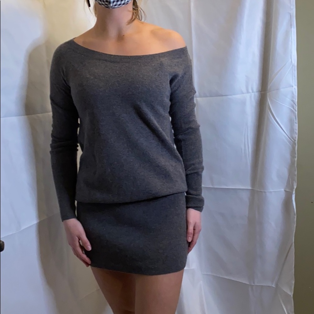 Gray off the shoulder dress